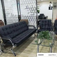 黑色沙发简约 现代办公室沙发 皮质商务会客沙发 办公家具