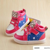 2015春秋女童运动高帮鞋韩版时尚带钻运动鞋    儿童