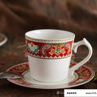 新品上市 骨质瓷咖啡杯碟咖啡具套装 民族风彩云之南香奈杯