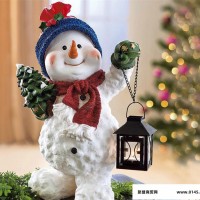 创意树脂雪人企鹅 鹿提灯笼T蜡 圣诞用品 圣诞装饰品树脂工艺
