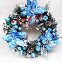 30cm蓝色 松果装饰圣诞花环圣诞用品批发