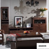 上海尚岛木业  黑胡桃客厅家具  黑胡桃客厅柜组合  电视柜定制   免费设计、测量