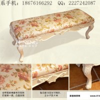 海盟 卧室欧式床尾凳实木换脚凳绣花长凳子沙发凳布艺床前凳Z03