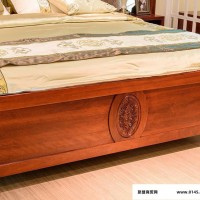 实木中式卧室家具双人床6005M/N  桃花芯木材质 直销