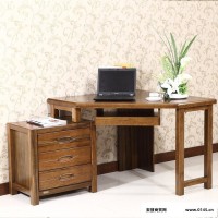 台式转角电脑桌书桌黄金胡桃木书柜书架组合简易家具办公桌放物架
