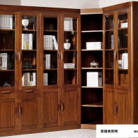上海柚木家具定制   柚木全实木书房转角书柜现代简约