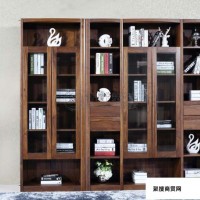 上海【北欧篱笆】黑胡桃木书柜转角书柜书房实木家具厂可定制