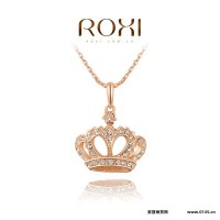 ROXI项链外贸欧美项饰批发 时尚奥登钻石项链 尊贵个性皇冠玫瑰金吊坠