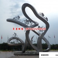 骑极限自行车的抽象人物雕塑，广场不锈钢雕塑